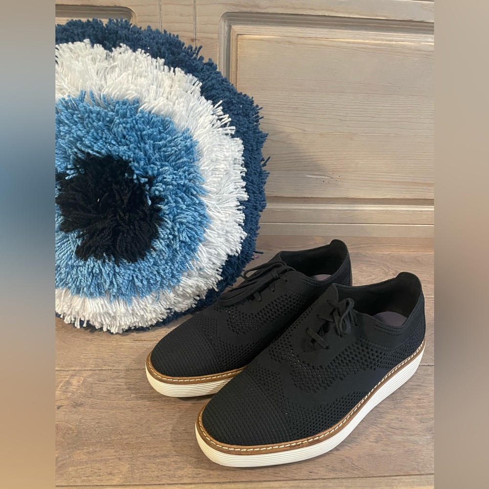 Cole Haan Black Original Grand Platform Stitchlite Oxford